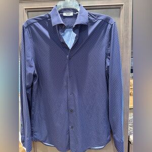 Murano Collezione Slim Fit Canclini Navy Patterned Button-Down Shirt